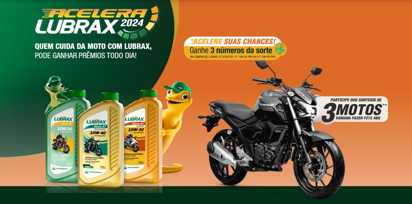 Promoção Acelera Lubrax 2024 Concorra a Motos e Prêmios