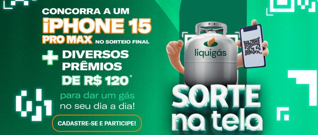 Promoção Liquigás Sorte na Tela Arte com banner e logotipo da Promoção Liquigás Sorte na Tela