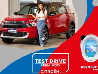 Banner com logotipo e informações sobre a Promoção Test Drive Premiado Citroën