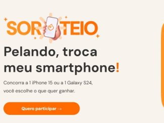 Banner com a arte e logotipo da Sorteio Pelando Troca meu smartphone de graça!