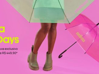 Banner da promoção da Melissa Rainy Days, arte e informações da promoção Comprou Ganhou.