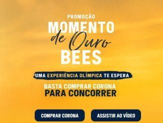 Tela do site da Promoção Olímpiadas Bees Momento de Ouro Corona, mecânica e prêmios, para lojistas.