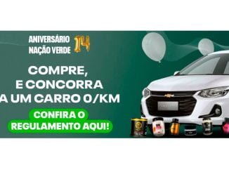 Tela do site da Promoção de Aniversário Nação Verde 14 anos, instruções e foto do prêmio.