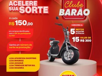 Tela da Promoção Acelere sua Sorte Clube Barão Supermercados de Goiânia em Goiás, com prêmios e mecânica da ação.