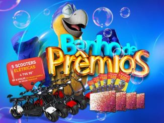 Tela do site da Promoção Banho de Prêmios Enerbras, com prêmios e mascote da promoção.