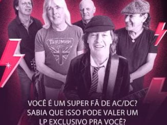 Tela da Promoção Super Fã AC/DC Sony Music e 89 Rádio Rock, concorra a LPs da banda.