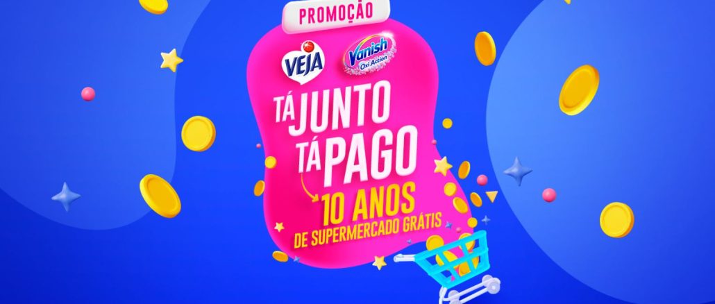 Promoção Veja e Vanish Tá Junto Tá Pago 10 anos Supermercado Grátis Tela do site da Promoção Veja e Vanish Tá Junto Tá Pago 10 anos Supermercado Grátis, informações, mecânica e prêmios da promoção.