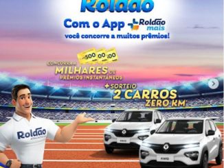Tela da Promoção Você é o Campeão com o App Roldão Mais, com fotos dos carros e regras da promoção.