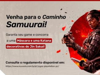 Tela do site do Sorteio Nuuvem Caminho do Samuurai Máscara e Katana Jin Sakai