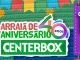 Anúncio promocional do 40º aniversário do Centerbox Supermercados, com uma promoção de festa junina que oferece a chance de ganhar R$100 mil e 80 vales-compra de R$500.