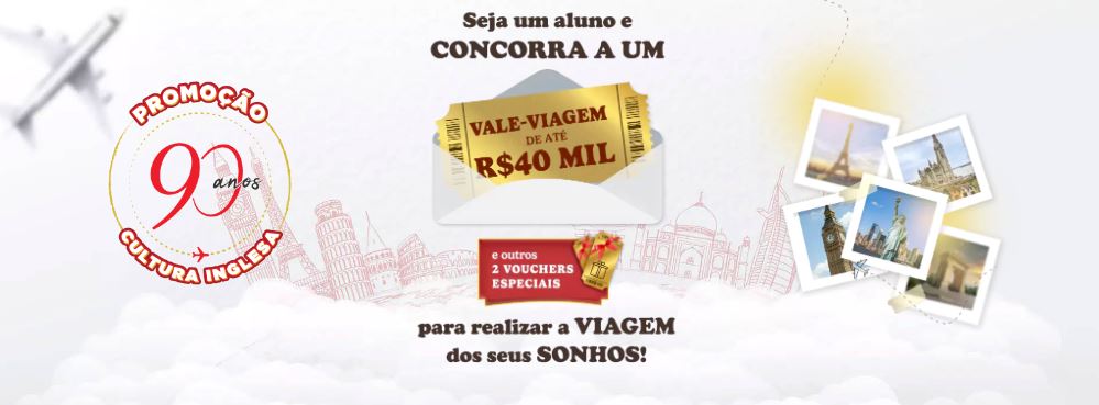 Promoção 90 anos Cultura Inglesa Banner da Promoção 90 anos Cultura Inglesa em seu hotsite promocional.