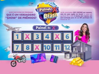 Cartaz com o anúncio da Promoção Telesena SBT Painel do X pelo Brasil