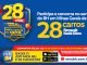 Anúncio do aniversário de 28 anos do BH Supermercados, com a promoção "A cada R$150 em compras, concorra a 28 carros Renault Kwid 0km". Um homem sorridente comemora ao lado de dois carros.