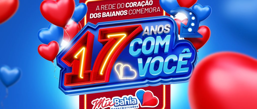 Aniversário de 17 anos Mix Bahia Supermercados O Mix Bahia celebra 17 anos com você! A cada R$50 em compras, você ganha um cupom para concorrer a 17 mil reais em certificado de barras de ouro, 11 mil reais em vales-compra e muito mais.