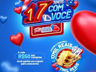 O Mix Bahia celebra 17 anos com você! A cada R$50 em compras, você ganha um cupom para concorrer a 17 mil reais em certificado de barras de ouro, 11 mil reais em vales-compra e muito mais.