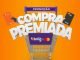 Imagem promocional do Banco BMG e Mastercard. Um carrinho de compras roxo metálico com a palavra "PROMOÇÃO" no topo contém letras brancas tridimensionais formando "COMPRA PREMIADA". Dois cartões de crédito, um laranja e um preto, flutuam ao lado do carrinho. O fundo é um gradiente laranja vibrante. Os logotipos do BMG e Mastercard são visíveis no carrinho.