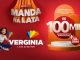 Imagem promocional da campanha "Manda na Lata" da Tintas Verginia. A cada R$500 em compras, o cliente pode cadastrar o cupom fiscal e concorrer a R$100 mil em certificado de barras de ouro e R$50 mil em prêmios instantâneos. A imagem apresenta o logotipo da Verginia em destaque, com cores vibrantes e elementos visuais relacionados à pintura.