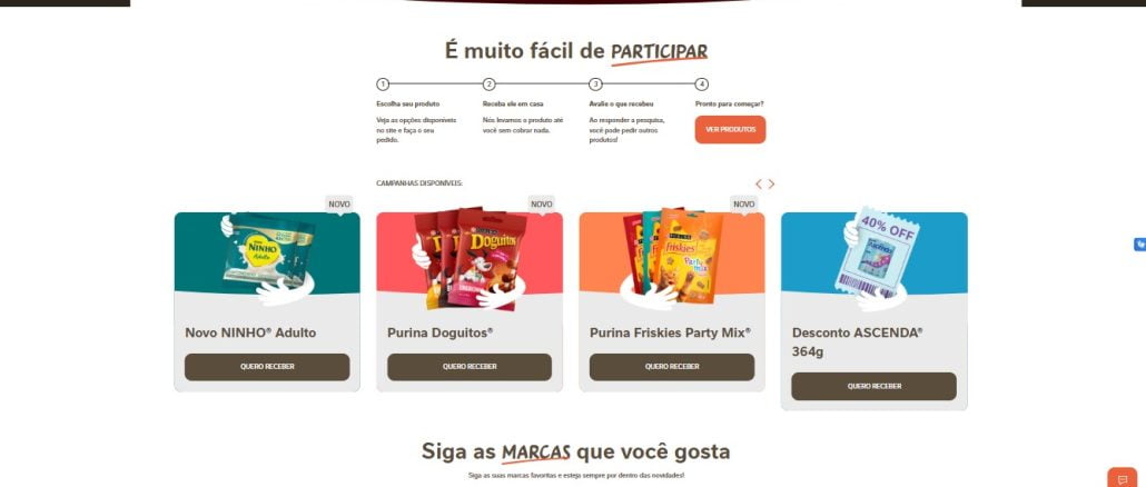 Amostras Grátis Nestlé Purina Friskies e Doguitos e Ninho Adulto Peça sua Amostras Grátis, de Nestlé Purina Friskies ou Doguitos, e ainda Ninho Adulto.