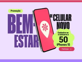 Banner promocional da Wellhub da Gympass, concorra 50 iPhones 15.
