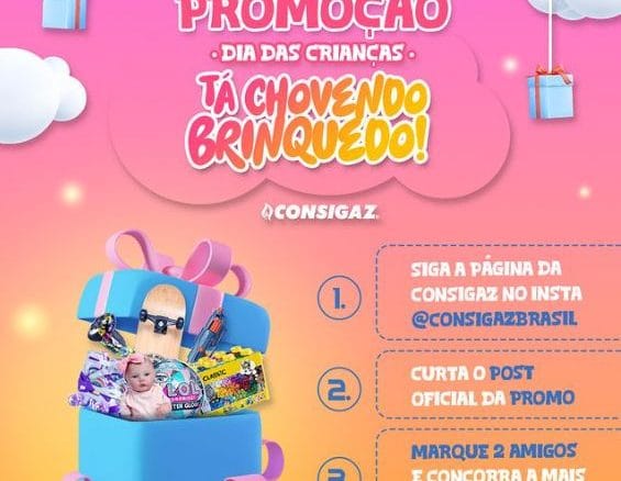 Promoção Consigaz Dia das Crianças - Tá Chovendo Brinquedo Promoção Consigaz Dia das Crianças - Tá Chovendo Brinquedo: Participe grátis e concorra a brinquedos para a petizada!