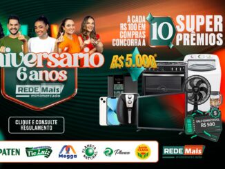 Aniversário 6 anos RedeMais MiniMercado em Sergipe: Concorra eletrodomésticos, eletro portáteis e iPhone.