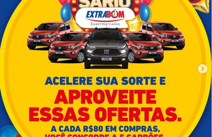 Aniversário Extrabom Supermercados no Espírito Santo: Compre e concorra a cinco carrões.