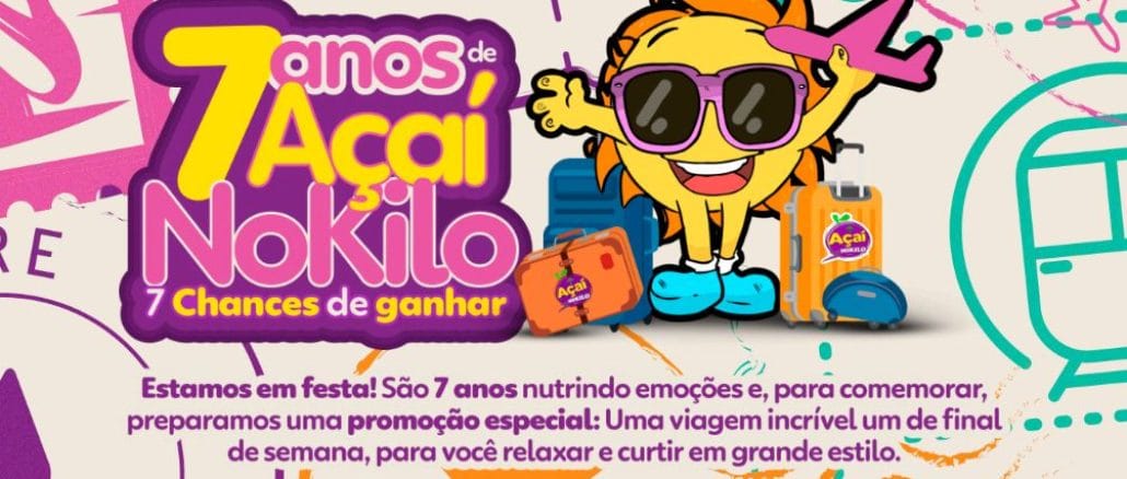 Promoção 7 anos Açaí NoKilo Promoção 7 anos Açaí NoKilo: Concorra a 7 vouchers de viagem!
