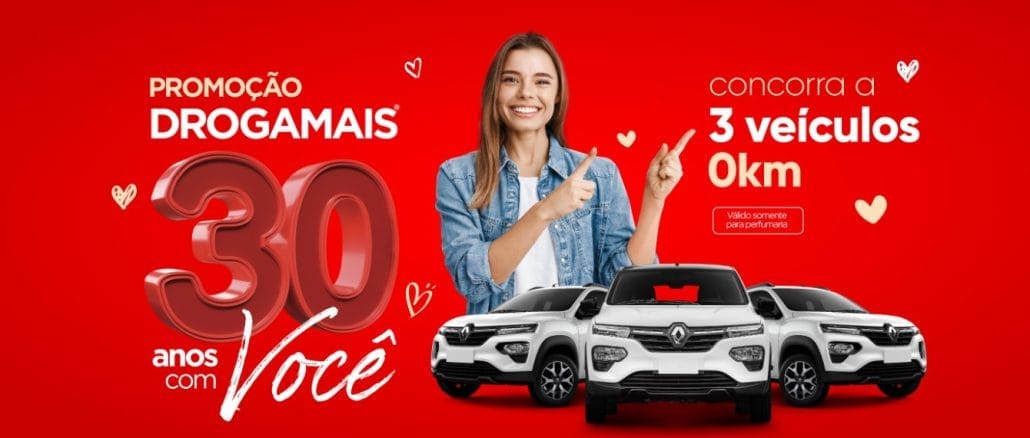 Promoção Drogamais 30 anos com você no Paraná: Sorteio de carros 0km.