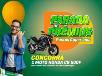 Promoção Postos Copercana Parada de Prêmios: Concorra a moto Honda CB 500F, e vales-combustível.