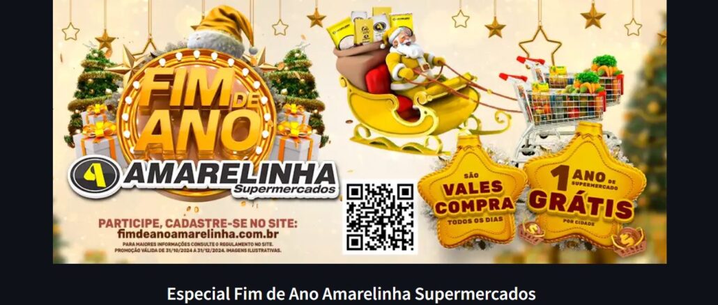 Fim de Ano Amarelinha Supermercados: Concorra vales e um ano de mercado grátis.