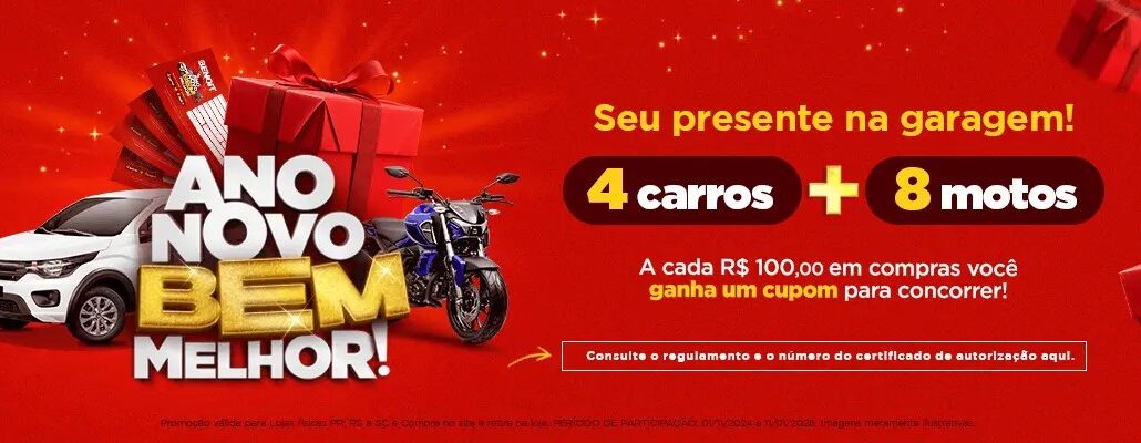 Promoção Lojas Benoit - Ano novo bem melhor: Concorra a 4 carros e 8 motos.