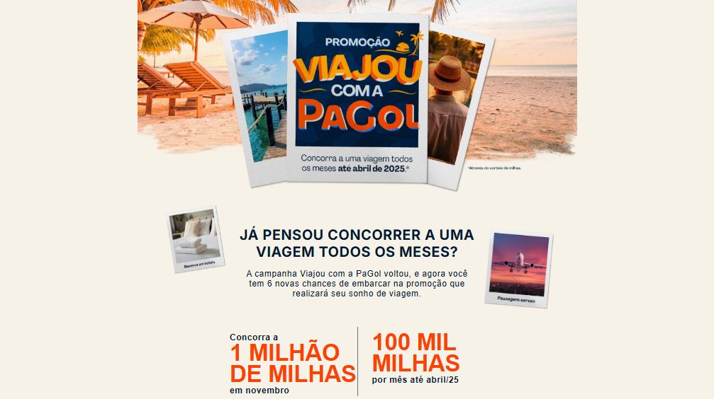 Concorra a 1 Milhão de Milhas na Promoção Viajou com a PaGol! [Encerrada]