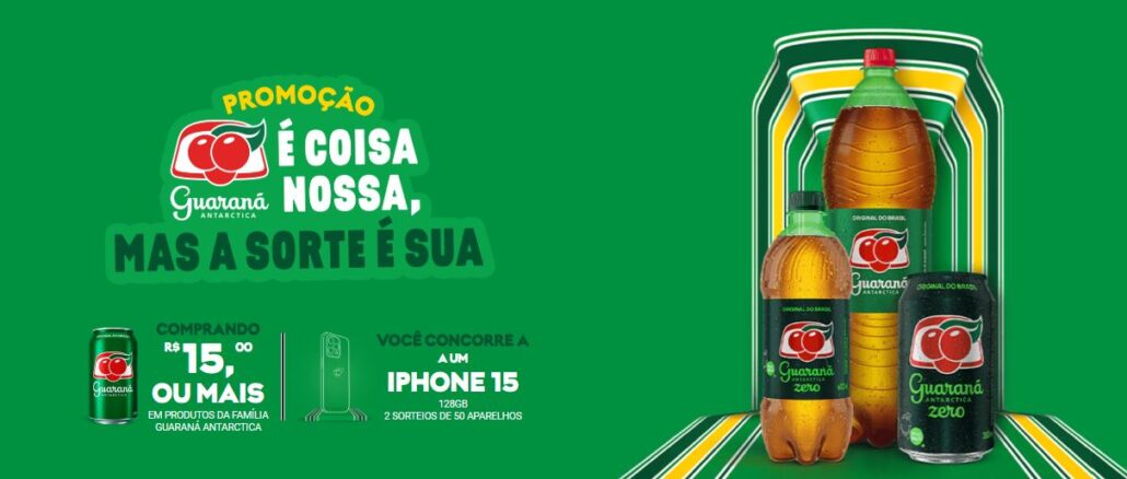 Promoção Guaraná Antarctica É Coisa Nossa Promoção Guaraná Antarctica É Coisa Nossa: Concorra 100 iPhones, para Espírito Santo, Goiás e Minas Gerais.