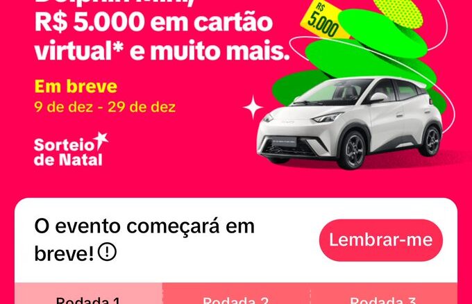 Sorteio de Natal TikTok BYD Dolphin Mini Sorteio de Natal TikTok: Concorra a um BYD Dolphin Mini