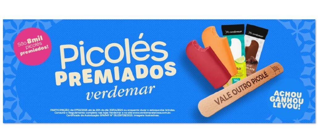 Picolé Premiado Verdemar 2025 Picolé Premiado Verdemar 2025 em Belo Horizonte e Nova Lima em Minas Gerais.