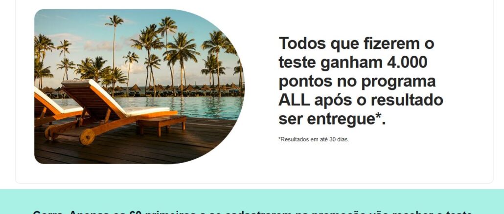 Promoção DNALL ALL ACCOR Promoção DNALL ALL ACCOR: Concorra voucher pra teste genético e pontos ALL.