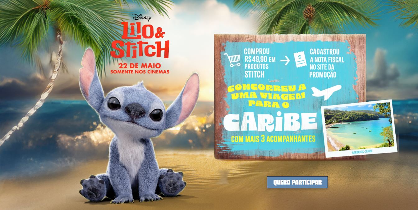 Stitch Promo Set Promoção Lilo & Stitch 2025: concorra a viagem ao Caribe