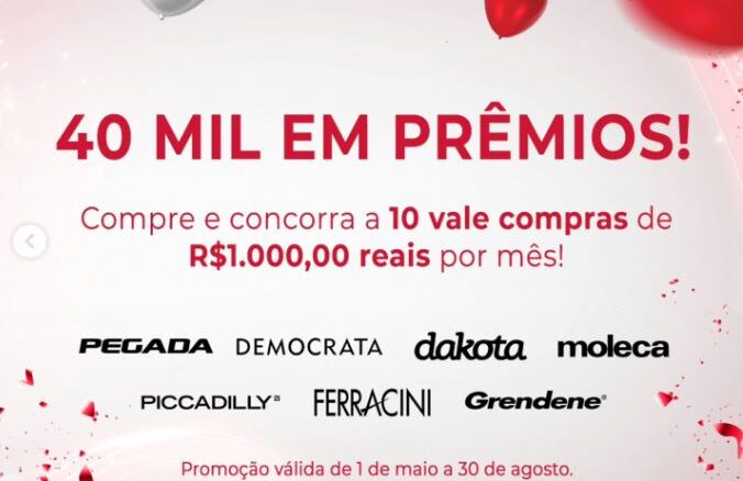 ANIVERSÁRIO ARACALCE CALCADOS 40 ANOS NO PARANA: Concorra mil reais mensais