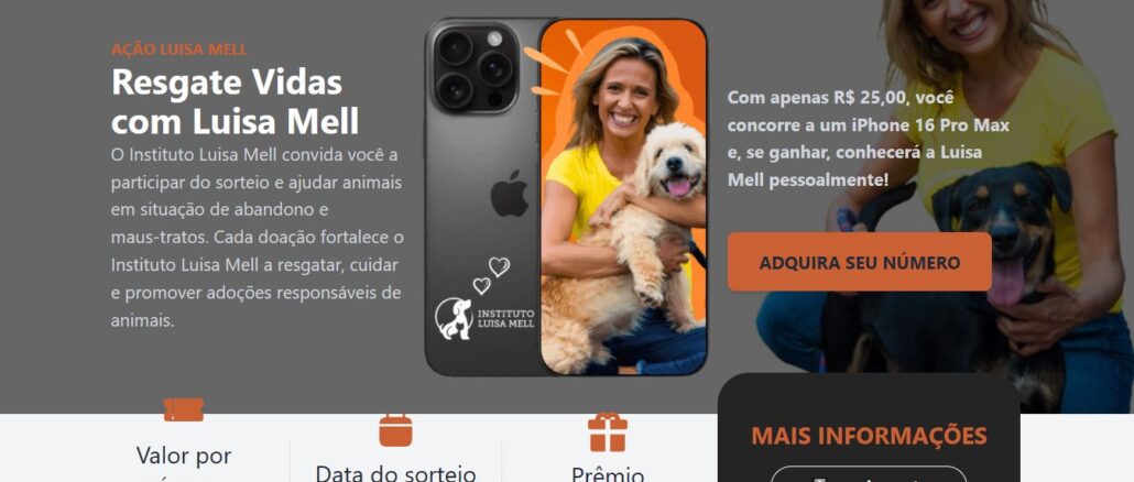Ação Luisa Mell 2025 - Resgate Vidas Ação Luisa Mell 2025 - Resgate Vidas: Concorra iPhone 16 Pro Max