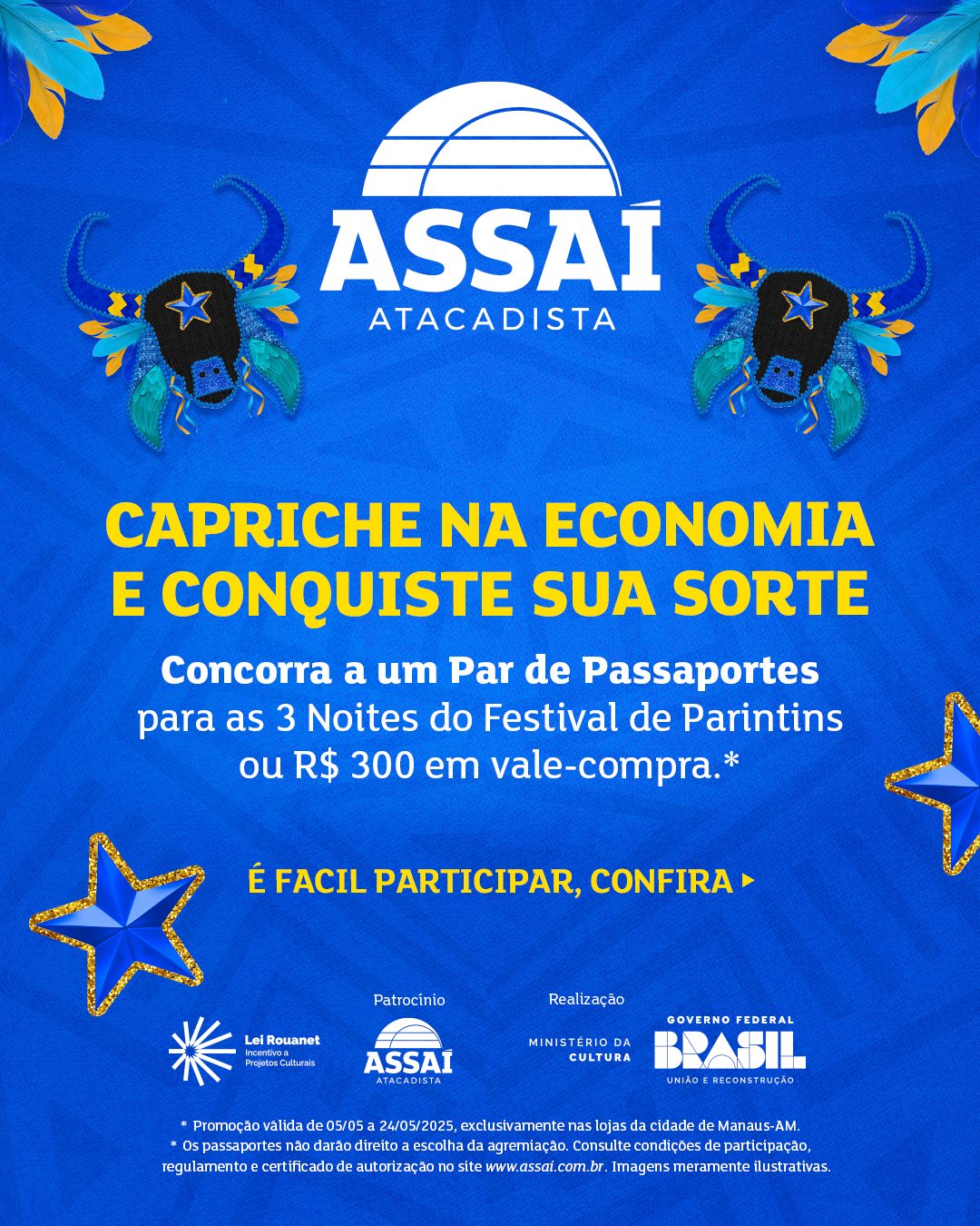 Assaí Atacadista Manaus te leva pra Festa do Boi no Festival de Parintins: Compre e participe.