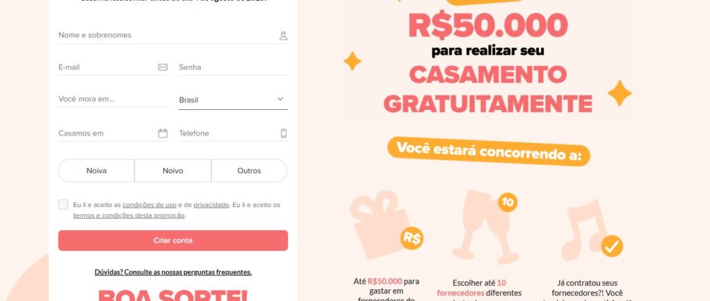 Casamento dos Sonhos - Dream Wedding 2025 Casamento dos Sonhos - Dream Wedding 2025: Concorra 50 mil reais pro seu casório