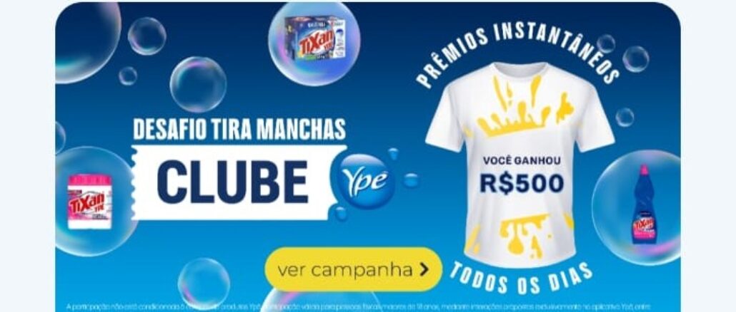 Desafio Tira Manchas Clube Ypê Desafio Tira Manchas Clube Ypê: Concorra 500 reais diariamente
