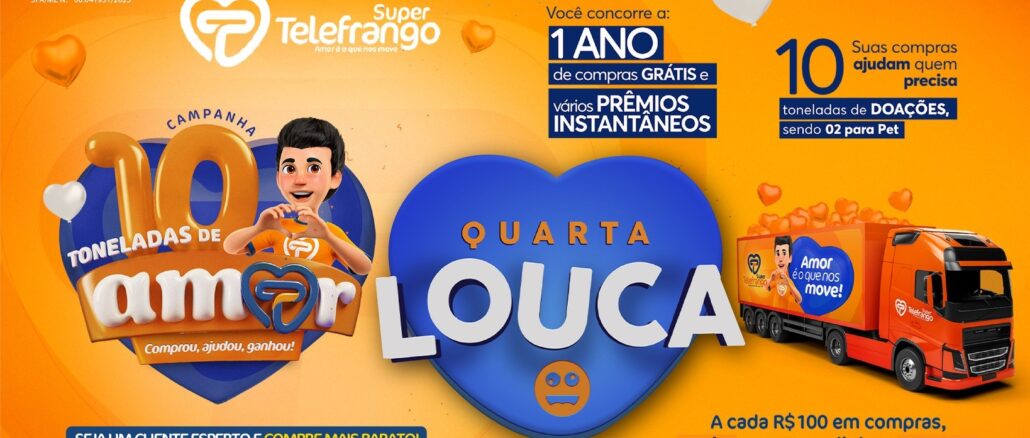 10 TONELADAS DE AMOR, ANIVERSÁRIO 13 ANOS SUPERMERCADOS TELEFRANGO 10 TONELADAS DE AMOR, ANIVERSÁRIO 13 ANOS SUPERMERCADOS TELEFRANGO: Concorra mil reais mensais por um ano