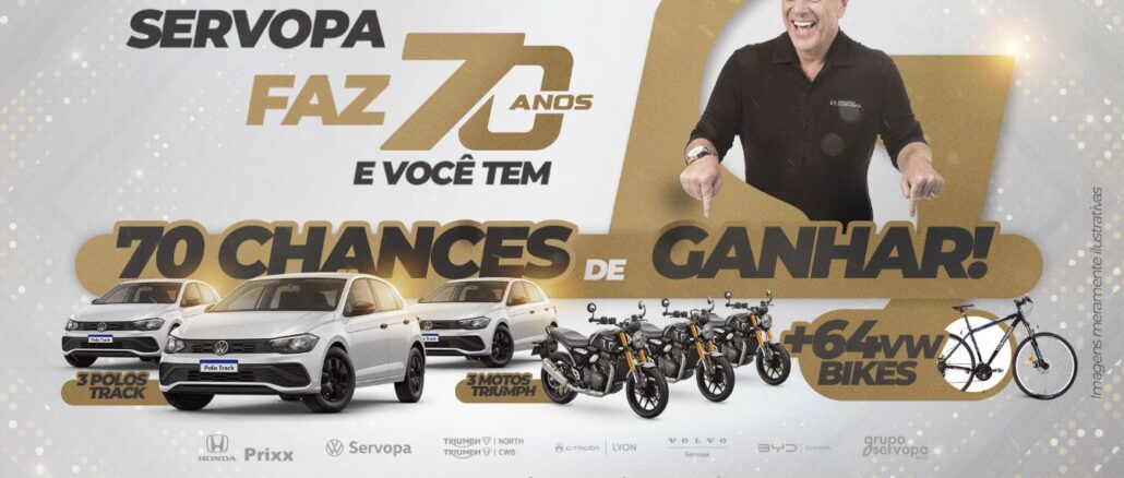 Aniversário 70 anos Grupo Servopa Aniversário 70 anos Grupo Servopa: Concorra 500 mil reais em prêmios