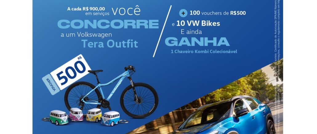 Promoção Revisão VolksVale Volkswagen: Concorra bikes e VW Tera