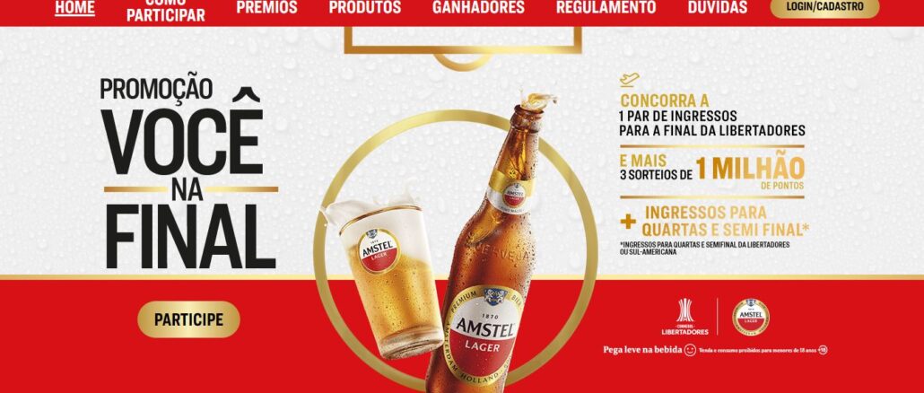 Promoção Você na Final com Amstel e Heishop Promoção Você na Final com Amstel e Heishop: Concorra viagem pra final da Libertadores