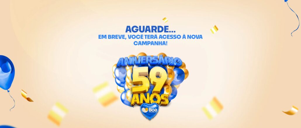 Aniversário 59 anos Boa Supermercados em São Paulo Aniversário 59 anos Boa Supermercados em São Paulo: Concorra mais de mil vale-compras de 300 reais, e um ano compras grátis, mil mensais