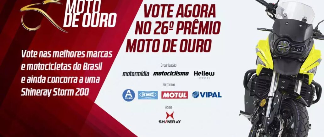 Moto de Ouro 2025 26a Edição Moto de Ouro 2025 26ª Edição: Concorra moto Shineray Storm 200