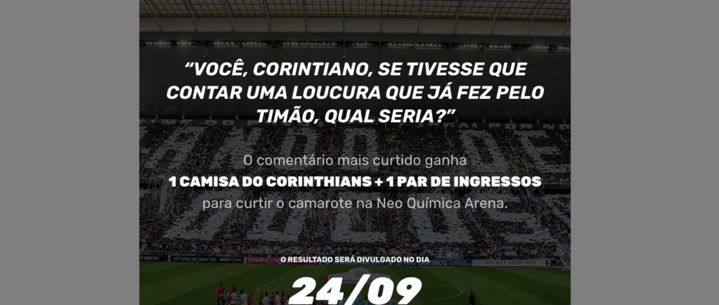 Promoção Centauro - Minha Loucura pelo Corinthians Promoção Centauro - Minha Loucura pelo Corinthians: Concorra camisa do Timão e ingressos