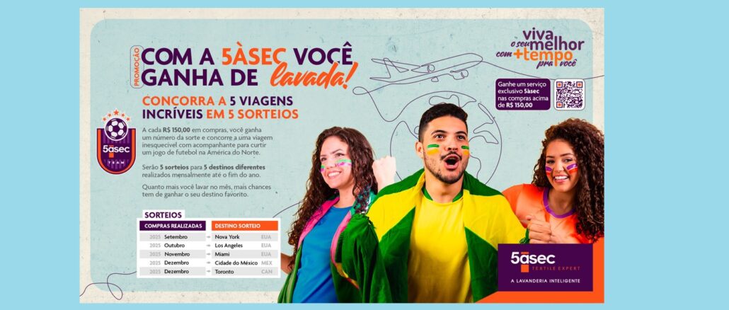 Promoção com a 5àSec Você Ganha de Lavada Promoção com a 5àSec Você Ganha de Lavada: Concorra 5 viagens internacionais